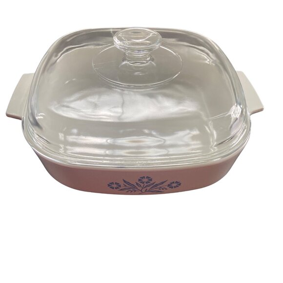 Vintage 80s Corning Ware Blue Cornflower A10B Casserole Dish w/ Pyrex Lid A12C - Picture 2 of 16